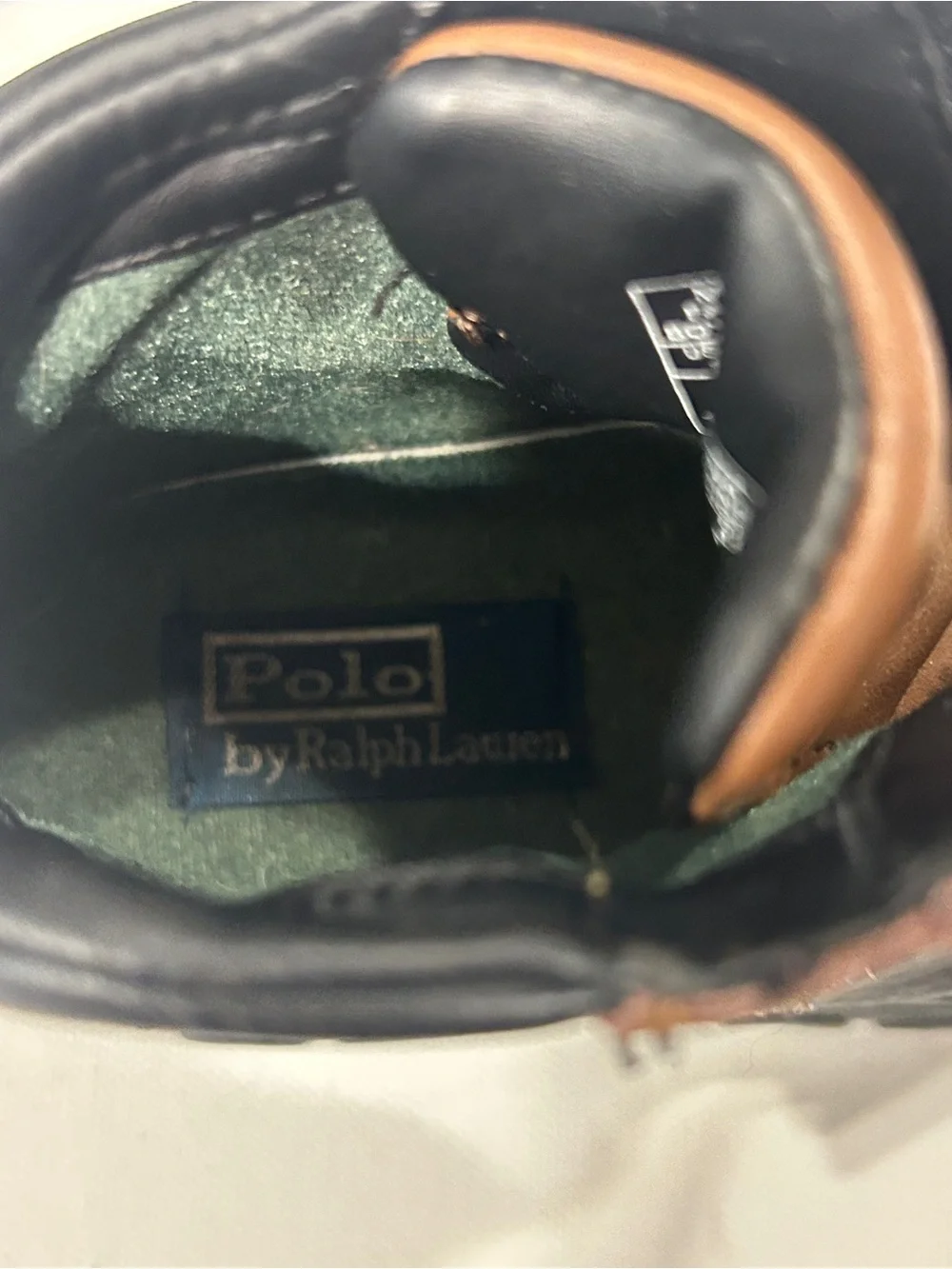 Polo Ralph Lauren Boys Brown Black Leather Duck Boots Ankle Boots Size 8